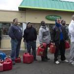 People stand in line for fuel following Hurricane Sandy in Staten Island
